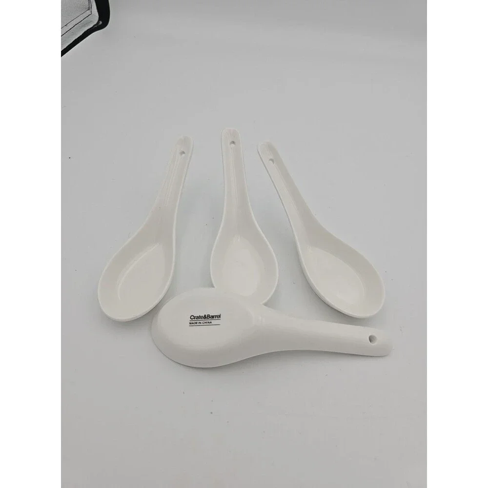 Crate and Barrel Porcelain Ramen Soup Spoon Set Of 4